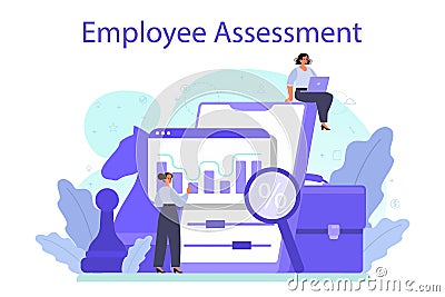 Employee assessment concept. Employee evaluation, testing form Vector Illustration