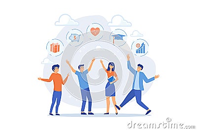 Employee benefits and compensation for staff advantage, reward or bonus payment to motivate employee concept, business people with Vector Illustration
