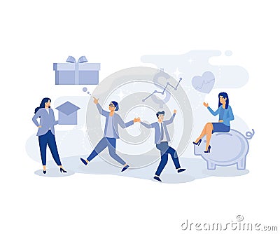 Employee benefits and compensation for staff advantage, reward to motivate employee concept, Vector Illustration