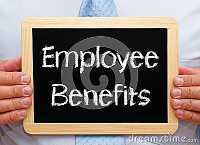 Employee benefits sign Stock Photo