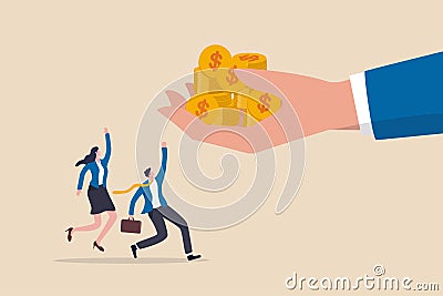 Employee bonus money, salary or income increase based on work performance or prize or gift to boost employee morale concept, giant Stock Photo