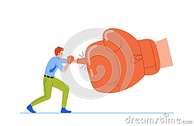 Employee Boxing With Giant Glove In Intense Fight, Exchanging Powerful Punches And Dodges In The Ring Vector Illustration