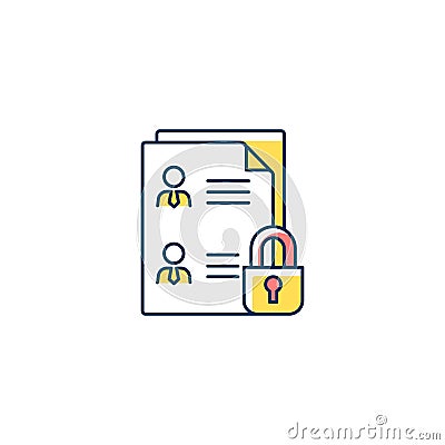 Employee data protection RGB color icon Vector Illustration