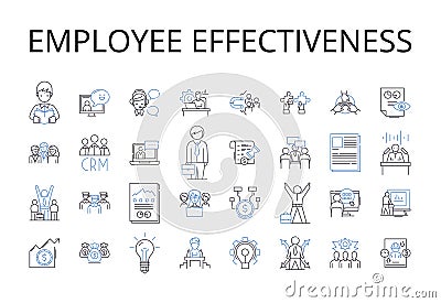 Employee effectiveness line icons collection. Team productivity, Efficient management, Workforce capacity, Resource Vector Illustration