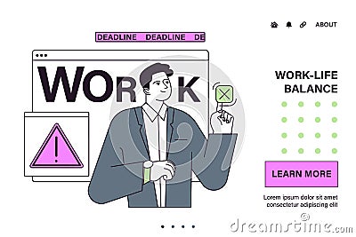 Employee efficiency web or landing. Business employee productive Vector Illustration