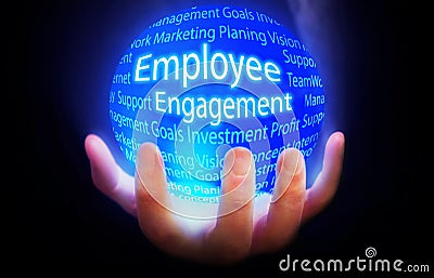 Employee Engagement blue background plan Stock Photo