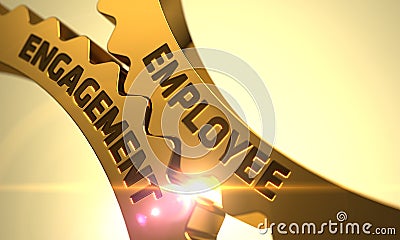 Employee Engagement on the Golden Gears. 3D. Stock Photo