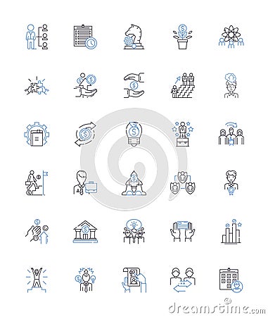 Employee engagement line icons collection. Motivation, Commitment, Involvement, Loyalty, Satisfaction, Empowerment Vector Illustration