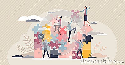 Employee engagement with partnership and motivation tiny person concept Vector Illustration