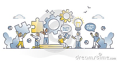 Employee engagement with work motivation and labor loyalty outline concept Vector Illustration