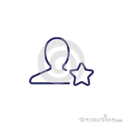 Employee favorite star personal line icon. Profile employee best join member Vector Illustration