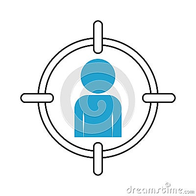 Employee focus, personnel search target blue line and fill Vector Illustration