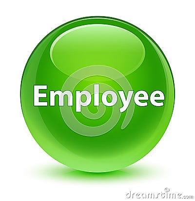 Employee glassy green round button Cartoon Illustration