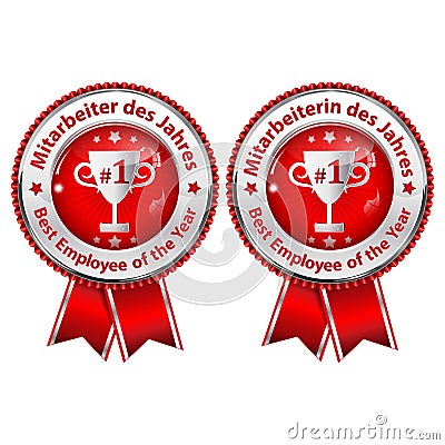 Employee of the month German language Vector Illustration