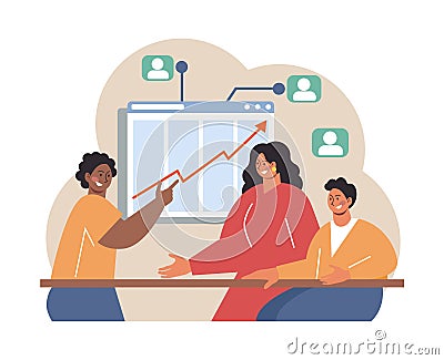 Employee performance management. Performance indicators and reports Vector Illustration