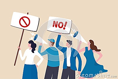 Employee protest, work strike or people demonstration, social gathering, activism protest for civil right, democracy or politic Vector Illustration