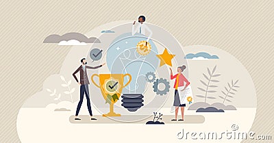 Employee recognition and rewards with motivation bonus tiny person concept Vector Illustration