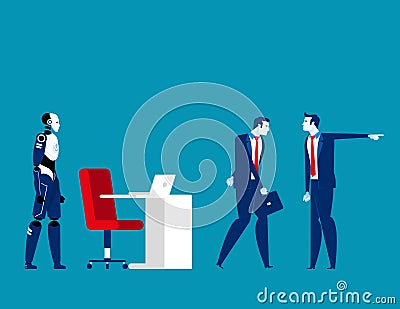 Employee replacement. Concept business vector illustration, Turnover workers, Artificial intelligence Vector Illustration