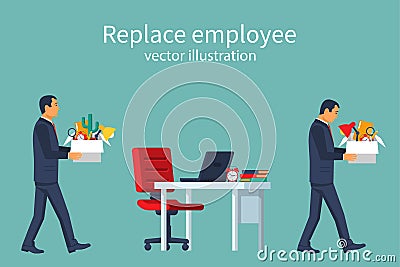 Employee Replacement. Turnover workers Vector Illustration