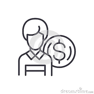 Employee salary black icon concept. Employee salary flat vector symbol, sign, illustration. Vector Illustration