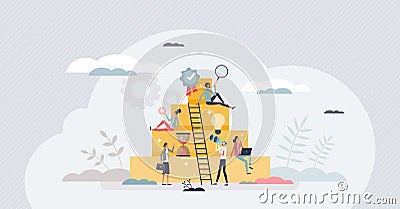 Employee talent development and reach work success top tiny person concept Vector Illustration