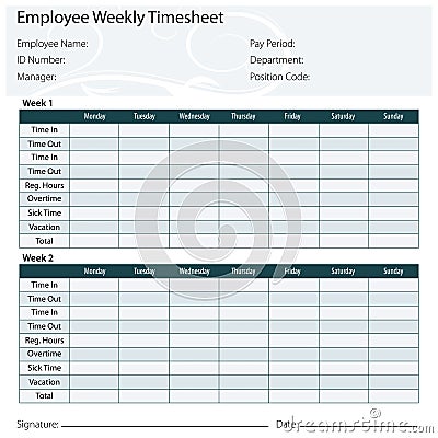 Employee Timesheet Template Stock Photo - Image: 22981910
