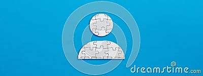 Employee or user icon made out of puzzle pieces. Team building, teamwork or collaboration Stock Photo
