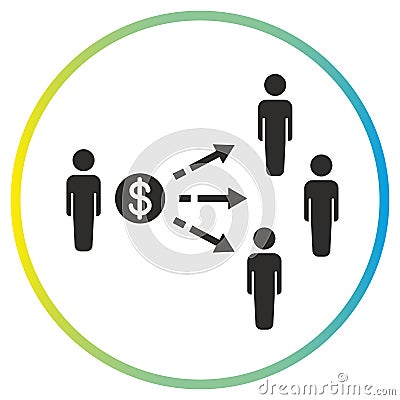 employee wages icon, boss paying salary, lender give money Vector Illustration