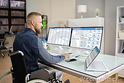 Employee Working On Calendar Schedule Stock Photo