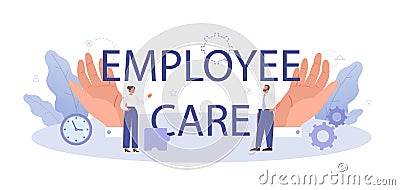 Employees care typographic header. Trade union idea. Employees wellbeing Vector Illustration