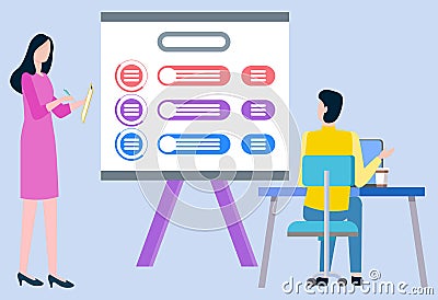 Employees Discussing Work, Brokers Collaboration Vector Illustration