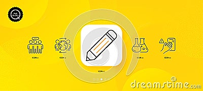 Employees group, Pencil and Dont touch minimal line icons. For web application, printing. Vector Vector Illustration