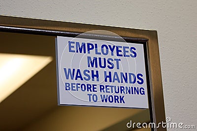 Employees Must Wash Hands Stock Photo