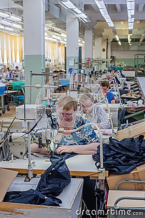 Employees of the Russian clothing company. Editorial Stock Photo