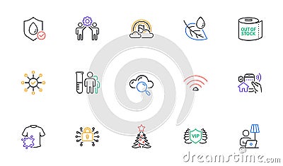 Employees teamwork, Cloud computing and Survey check line icons for website, printing. For design. Vector Vector Illustration