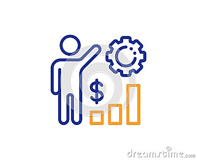 Employees wealth line icon. Work results sign. Money chart. Vector Vector Illustration