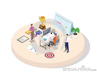 Employees work professional focus on target high motivation add knowledge skill experience will get promotion of career Stock Photo