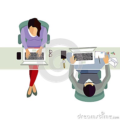 Employees working in office Vector Illustration