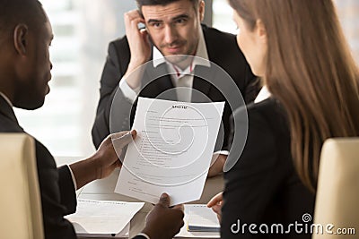 Employers considering bad resume, unhired worried applicant wait Stock Photo