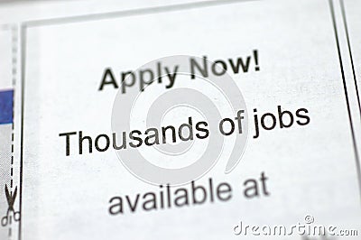 Employment ad on newspaper Stock Photo