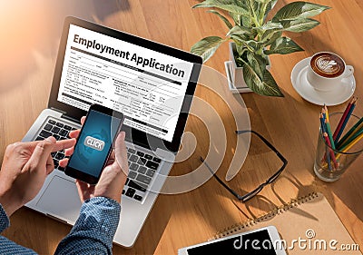 Employment Application Agreement Form ,application for employment Stock Photo