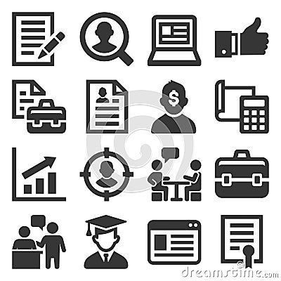 Employment and Job Resume Icons Set on White Background. Vector Vector Illustration