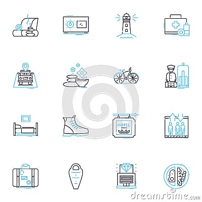 Employment journeys linear icons set. Career, Job, Resume, Interview, Nerking, Promotion, Advancement line vector and Vector Illustration