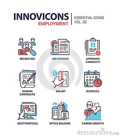 Employment- modern vector line icons set Vector Illustration