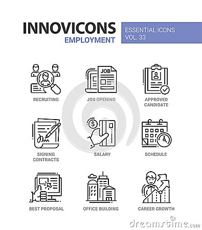 Employment- modern vector line icons set Vector Illustration