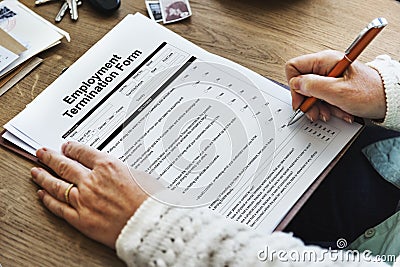 Employment Termination Form Page Graphic Concept Stock Photo