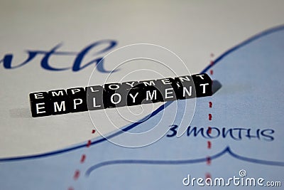 Employment on wooden blocks. Employed Career Job Hiring Concept Stock Photo