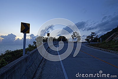 Emply road on the mountail near ocean Stock Photo