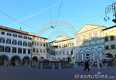 Empoli,Tuscany, Italy. Farinata Degli Uberti square at sunset. Editorial Stock Photo