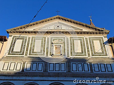 Empoli,Tuscany, Italy. Farinata Degli Uberti square. The church of Sant`Andrea Editorial Stock Photo